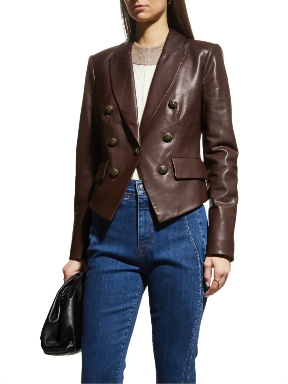 VERONICA BEARD Cooke Leather Dickey Jacket Sz 2 in Brown
